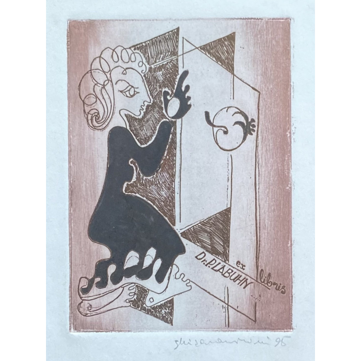 Saulė Kisarauskienė | Ex Libris Dr. Plabuhn, 1995 | Etching, 13,7x10 (22x17)