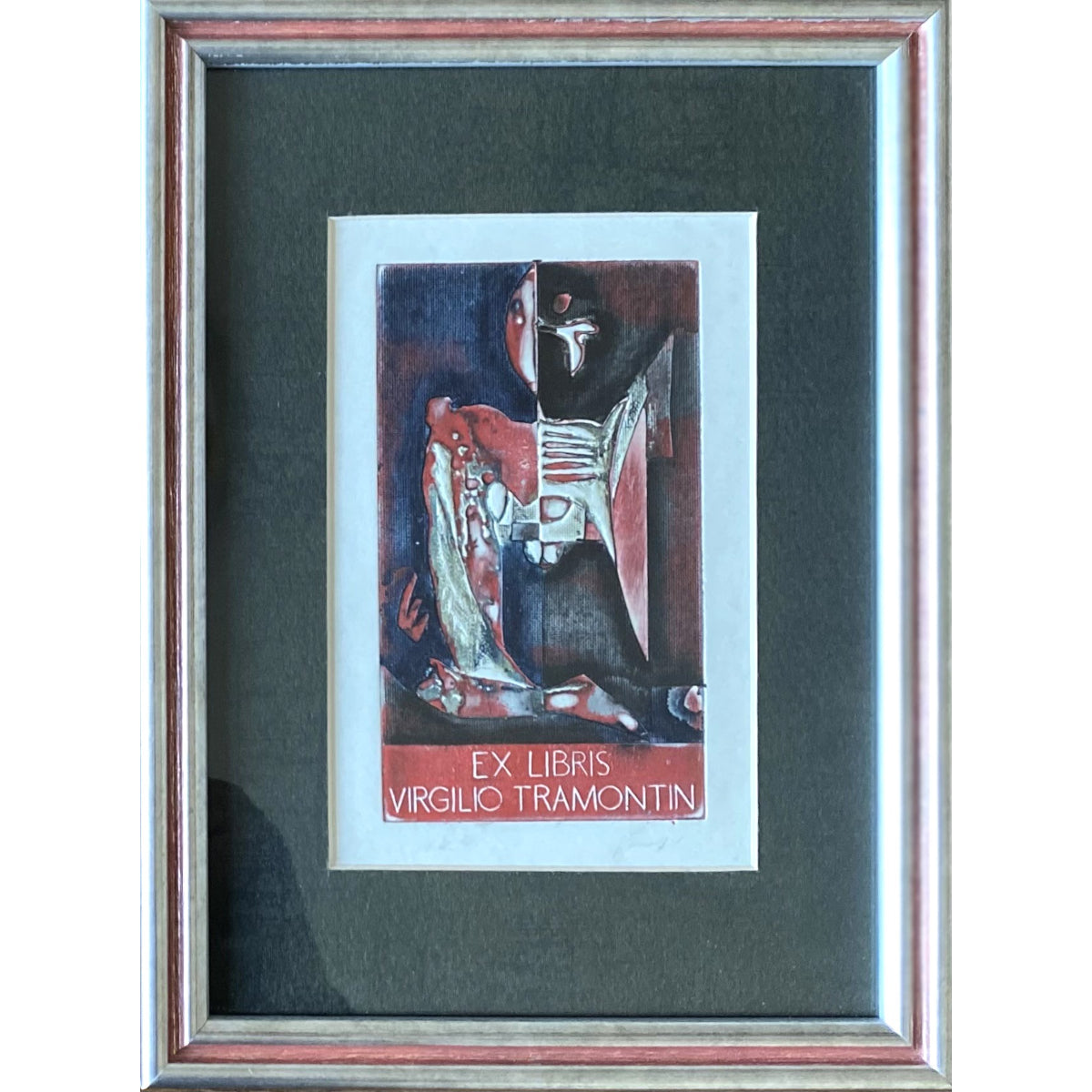 Antanas Kmieliauskas | Ex Libris Virgilio Tramontin, 1974 | Paper, author's technique (coloured textile lithograph), 12x7 (23x17)