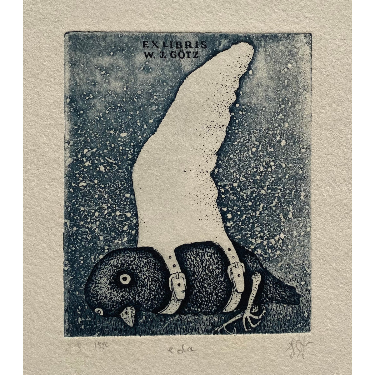 Stasys Eidrigevičius | Ekslibrisas W.J. Götz, 1980 | Ofortas, akvatinta, 7,6x6,2 (23x18)