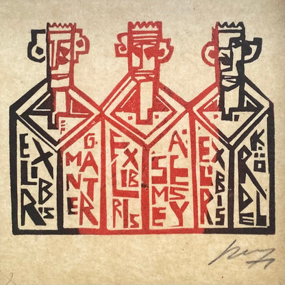 Vincas Kisarauskas | Ekslibris G.Mantero A.Semsey K.Rödel, 1971 | Ofortas, 6,6x8,2 (13x13)