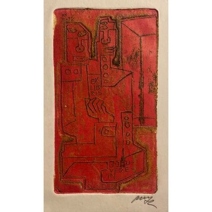 Vincas Kisarauskas | Ex Libris J. Souverein, 1972 | Etching, 12x7 (23x17)