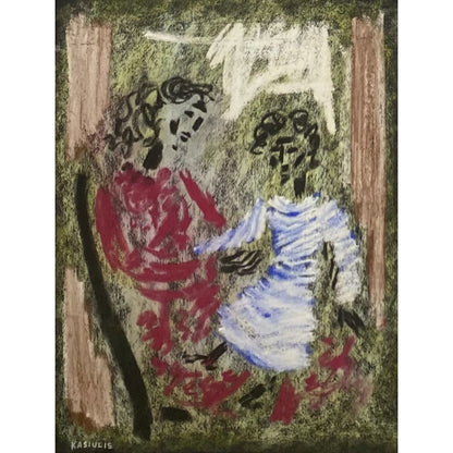 Vytautas Kasiulis | Motina ir vaikas, a. 1950 | Pastelė, popierius, 46x35 (63x50,5)