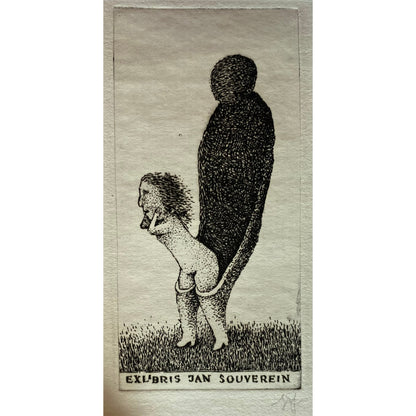 Stasys Eidrigevičius | Ekslibrisas Jan Souverein, 1973 | Ofortas, 8,8x4,3 (21x14)