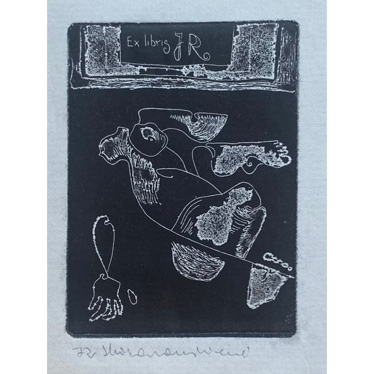 Saulė Kisarauskienė | Ekslibrisas J. Rhebergen, 1972 | Ofortas, 8,7x6,4 (16,5x13)