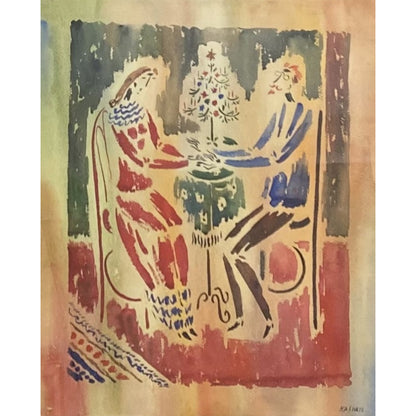 Vytautas Kasiulis | Sulaukus švenčių | Guašas, popierius, 56x44 (72.5x60,5)