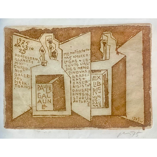 Vincas Kisarauskas | Ekslibris Paulius Galaunė, 1975 | Ofortas, 9,7x13,5 (17,5x20)