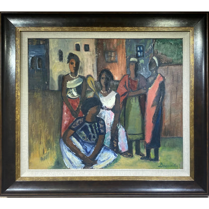 Pranas Domšaitis | African women / Afrikietės | Aliejus kartonas, 62x73 (84x94.5)