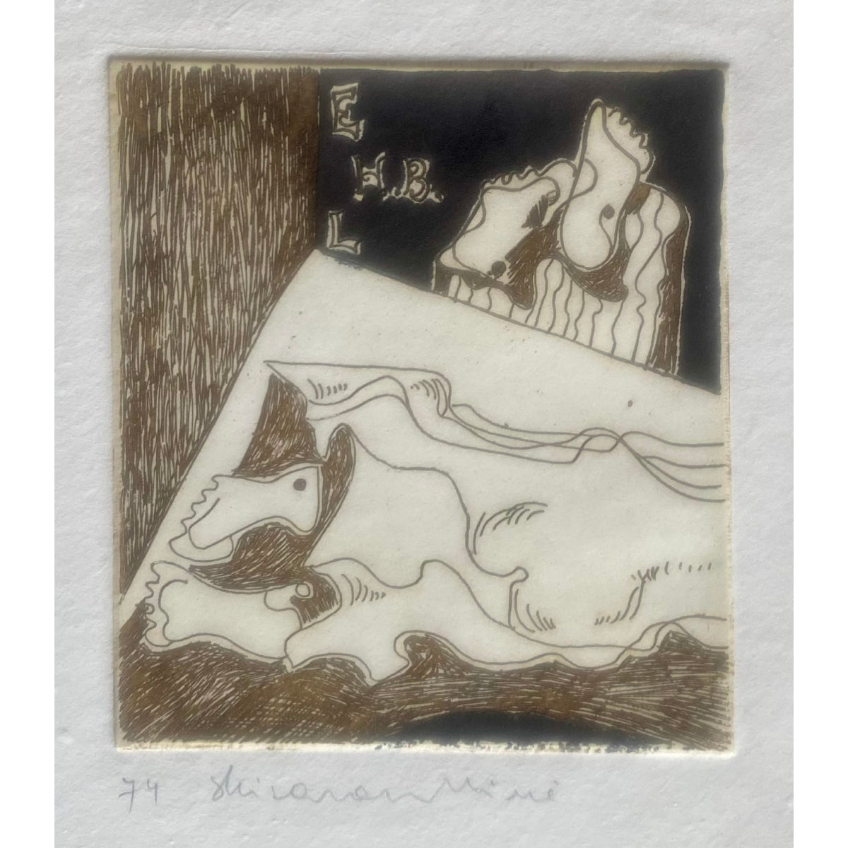 Saulė Kisarauskienė | Ex Libris Herber Blokland, 1974 | Etching, 5/8, 8,5x7,7 (23x21)