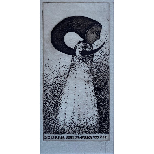 Stasys Eidrigevičius | Ekslibris Masja-Mira van der Zee | Ofortas, 9x4,4
