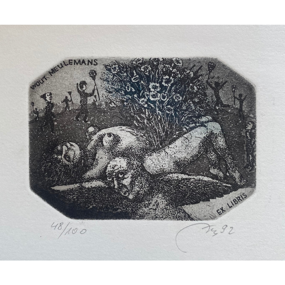 Nijolė Šaltenytė | Ekslibris Wout Meulemans, 1992 | Ofortas, akvatinta, 48/100, 6x8 (22,5x22,5)