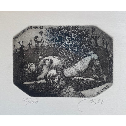 Nijolė Šaltenytė | Ekslibris Wout Meulemans, 1992 | Ofortas, akvatinta, 48/100, 6x8 (22,5x22,5)