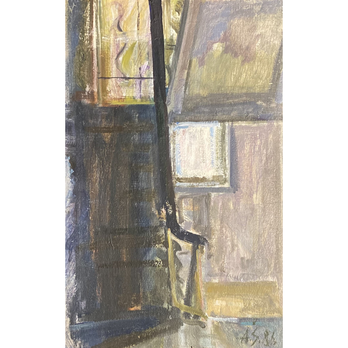 Arvydas Šaltenis | Laiptai (Vienožinskio m-la), 1986 | Aliejus, kartonas, 50x33