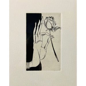 Žibuntas Mikšys | Une rose / Rožė, 1969-70 | Ofortas, akvatinta, pop., 10x6 (33x28)