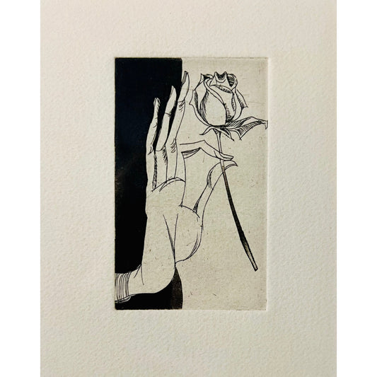 Žibuntas Mikšys | Une rose / Rožė, 1969-70 | Ofortas, akvatinta, pop., 10x6 (33x28)