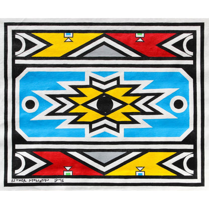 Esther Mahlangu (b. 1935, South Africa) | Ndebele Pattern, 2016 | Acrylic on canvas, 55x67 (60x72)