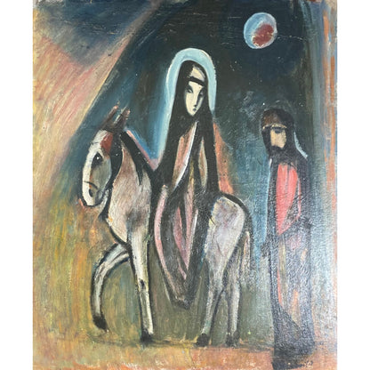 Pranas Domšaitis | The Flight to Egypt / Pabėgimas į Egiptą, 1953 | Aliejus kartonas, 73x62 (91x78)