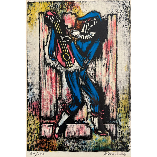 Vytautas Kasiulis | Playing Harlequin | Lithograph, 64/100, 23,5x16,5 (35x29)