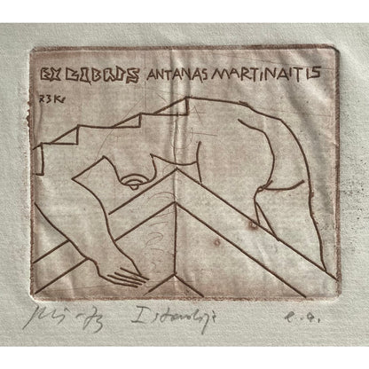 Vincas Kisarauskas | Ex Libris Antanas Martinaitis, 1973 | Etching, 7,3x9 (19x14,5)