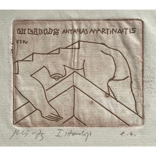 Vincas Kisarauskas | Ex Libris Antanas Martinaitis, 1973 | Etching, 7,3x9 (19x14,5)