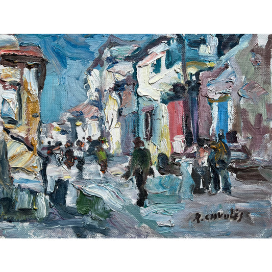 Rafael Chwoles | Praeiviai gatvėje | Aliejus, kartonas, 19,5x25,5 (29x35)