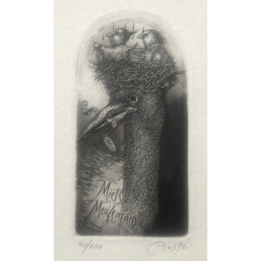 Nijolė Šaltenytė | Ekslibrisas Miets Meulemans, 1992 | Ofortas, akvatinta, 44/100, 10,5x5,5 (20x15)