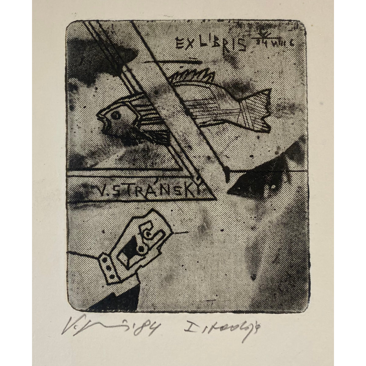 Vincas Kisarauskas | Ex Libris V. Stransky, 1984 | Etching, 8,9x7,3 (21,5x16,5)