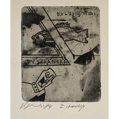Vincas Kisarauskas | Ex Libris V. Stransky, 1984 | Etching, 8,9x7,3 (21,5x16,5)