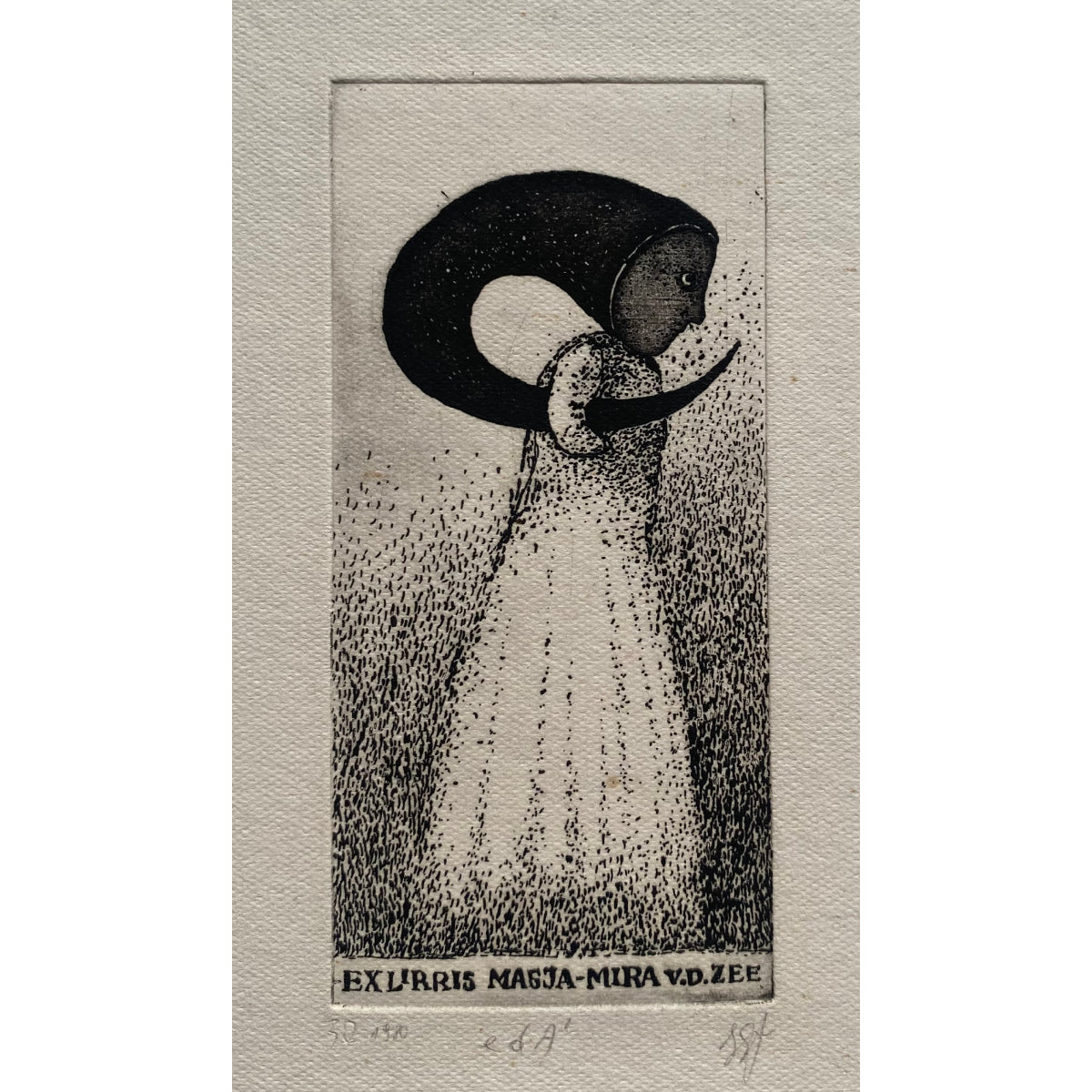 Stasys Eidrigevičius | Ex Libris Masja-Mira van der Zee, 1980 | Ofort, 9x4,4 (22x17)