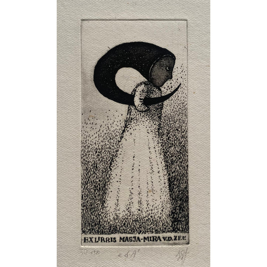Stasys Eidrigevičius | Ekslibrisas Masja-Mira van der Zee, 1980 | Ofortas, 9x4,4 (22x17)