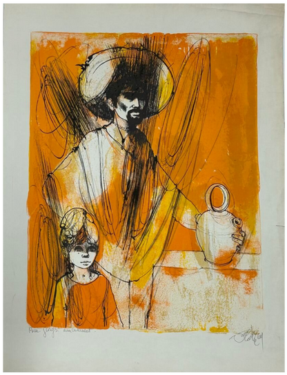 Jean-Baptiste Valadié (Prancūzija) | Homme au sombrero et sa fille, 1964 | Litografija, 53x40,5