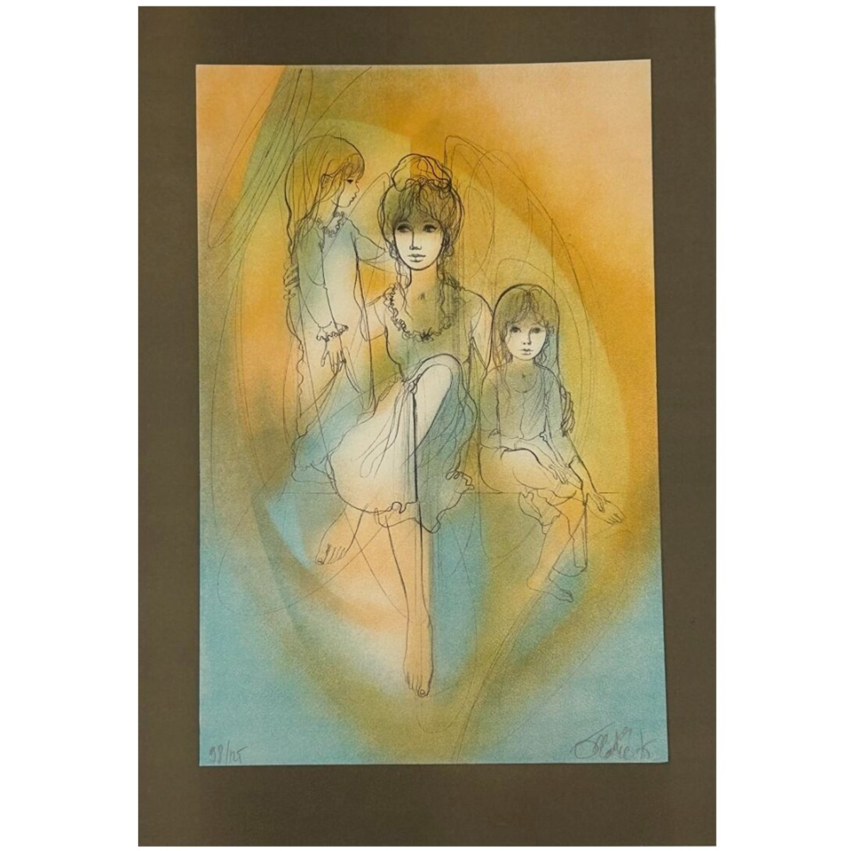 Jean-Baptiste Valadié (France) | Jeune femme et ses enfants, 1991 | Litograph, 50x32
