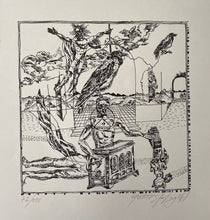 Load image into Gallery viewer, Petras Repšys&lt;br&gt;Išminties laikas, 1968&lt;br&gt;Popierius cinkografija, 19x19 (38,5x38,5)