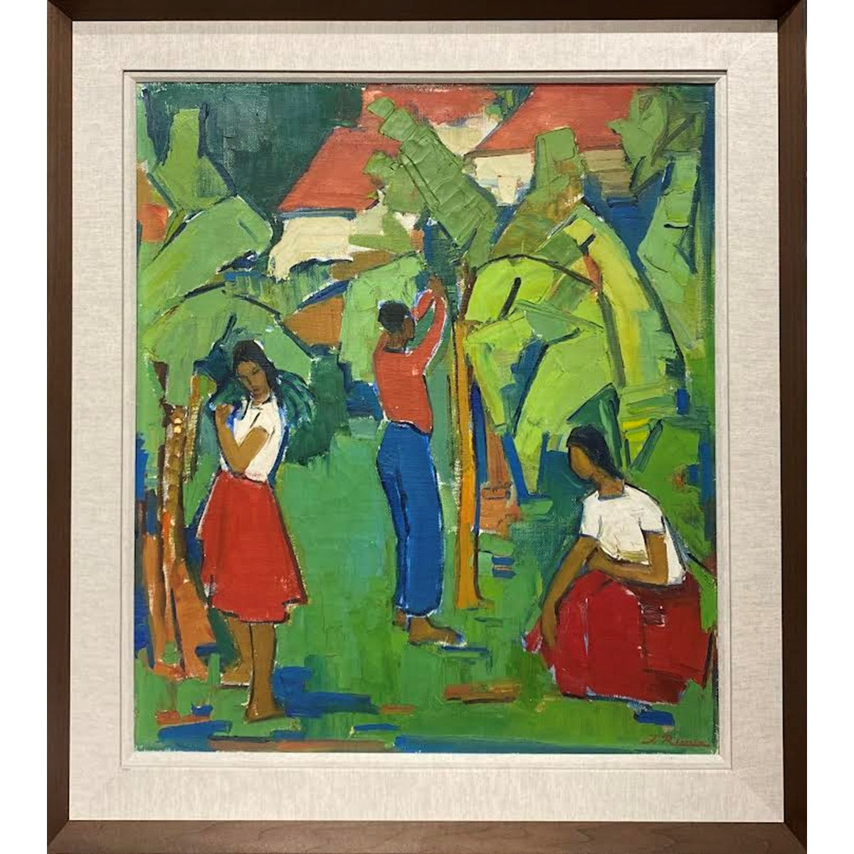 Jonas Rimša | Jungaso indėnai, ~1951-54 | Aliejus, drobė, 69x60,5 (86x76)