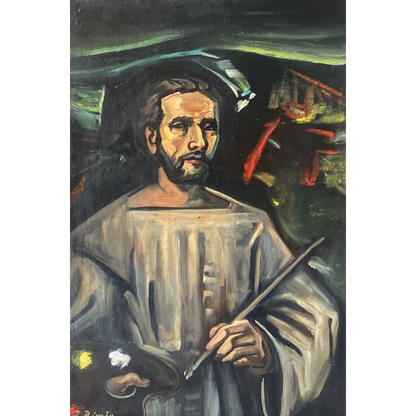 Jonas Rimša | Autoportretas, a. 1961 | Aliejus, drobė, 77x53 (90x66)