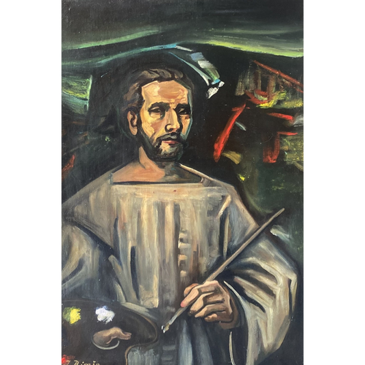 Jonas Rimša | Autoportretas, a. 1961 | Aliejus, drobė, 77x53 (90x66)