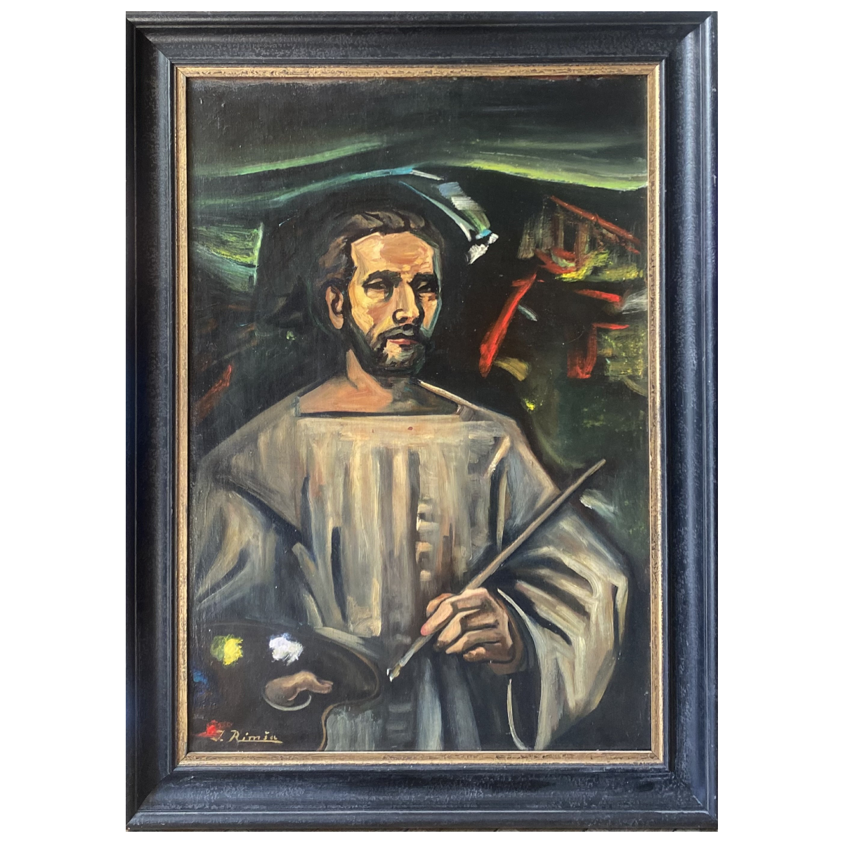 Jonas Rimša | Autoportretas, a. 1961 | Aliejus, drobė, 77x53 (90x66)