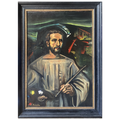 Jonas Rimša | Autoportretas, a. 1961 | Aliejus, drobė, 77x53 (90x66)