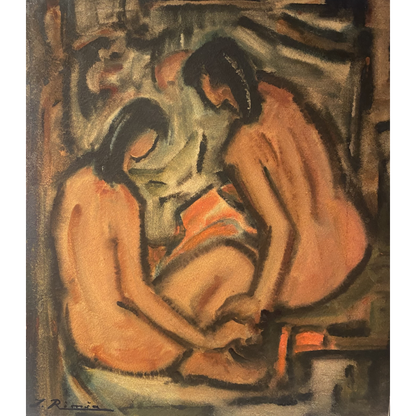 Jonas Rimša | Vakaro ramybė / Paz vespertina, a. 1955-1960  | Akvarelė, mišri technika, popierius, 45x39 (65x59) 