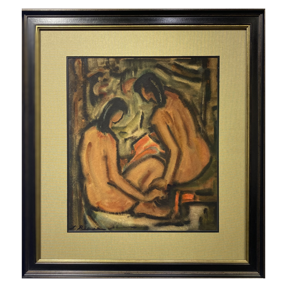 Jonas Rimša | Vakaro ramybė / Paz vespertina, a. 1955-1960  | Akvarelė, mišri technika, popierius, 45x39 (65x59) 