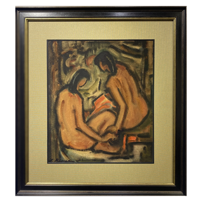 Jonas Rimša | Vakaro ramybė / Paz vespertina, a. 1955-1960  | Akvarelė, mišri technika, popierius, 45x39 (65x59) 