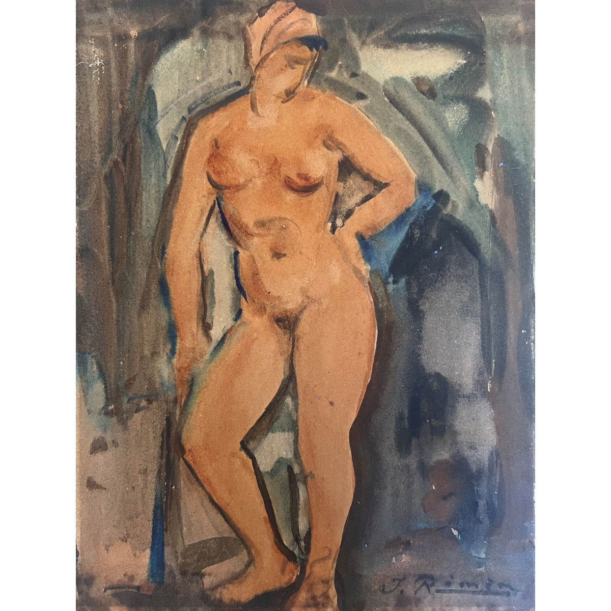 Jonas Rimša | Aktas | Akvarelė, popierius, 29x22 (45x37)