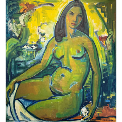 Jonas Rimša | Banista / Mauduolė, 1959 | Aliejus, drobė, 93.5x84.5 (106x97)