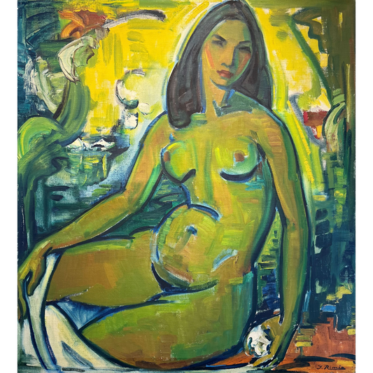 Jonas Rimša | Banista / Mauduolė, 1959 | Aliejus, drobė, 93.5x84.5 (106x97)