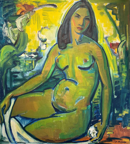 Jonas Rimša | Banista / Mauduolė, 1959 | Aliejus, drobė, 93.5x84.5 (106x97)