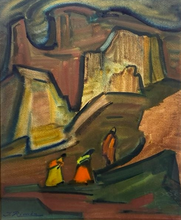 Load image into Gallery viewer, Jonas Rimša&lt;br&gt;Kalnų peizažas&lt;br&gt;Akvarėlė, popierius, 49x39 (74x62)