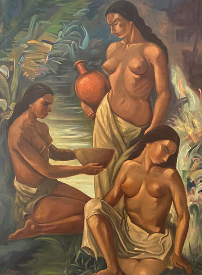 Jonas Rimša | Tropical Prayer, 1950-60 | Oil on canvas, 128x98 (145x115)
