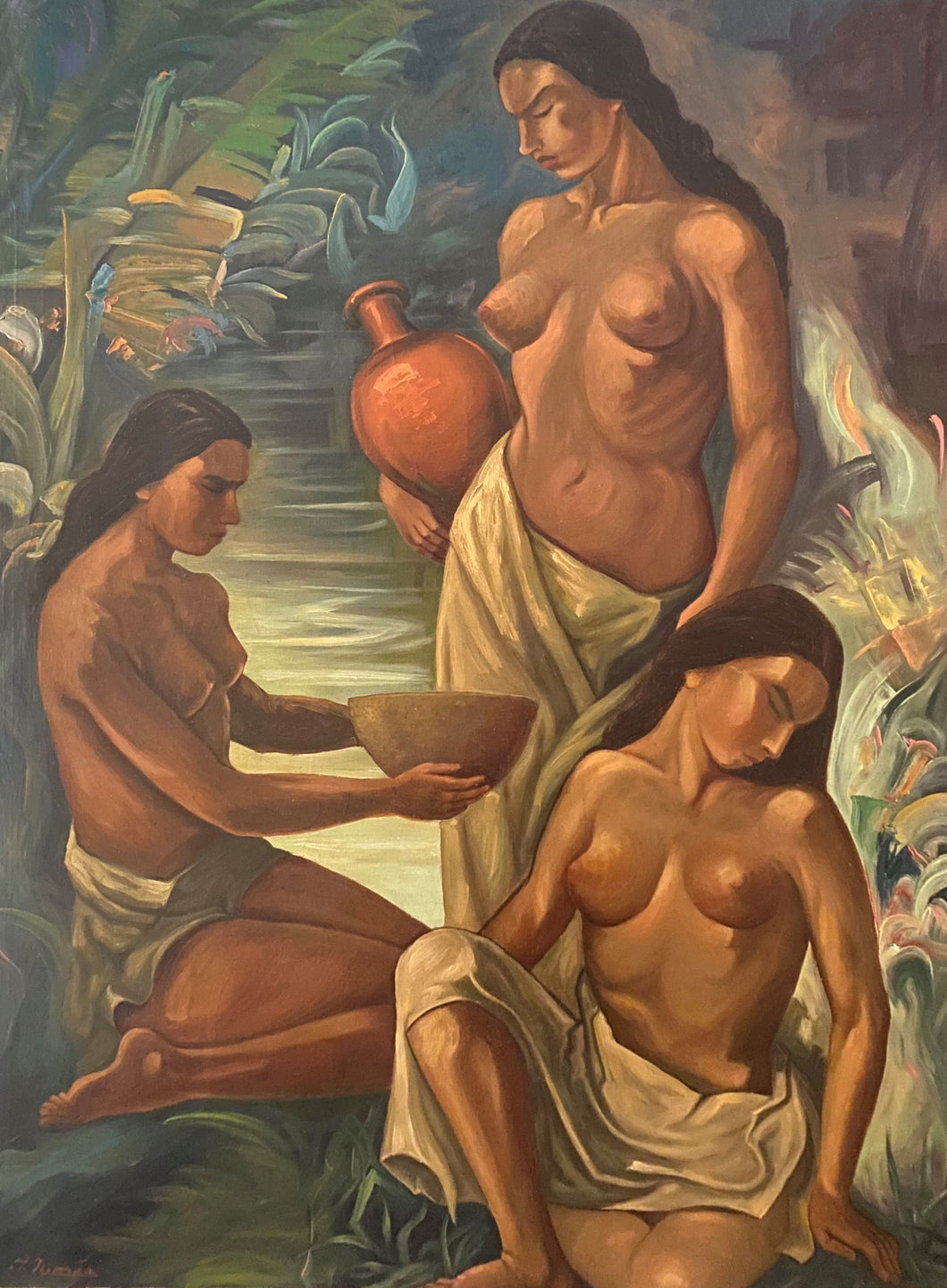 Jonas Rimša<br>Tropikų Malda, 1950-60 m.<br> Aliejus, drobė, 128x98 (145x115)