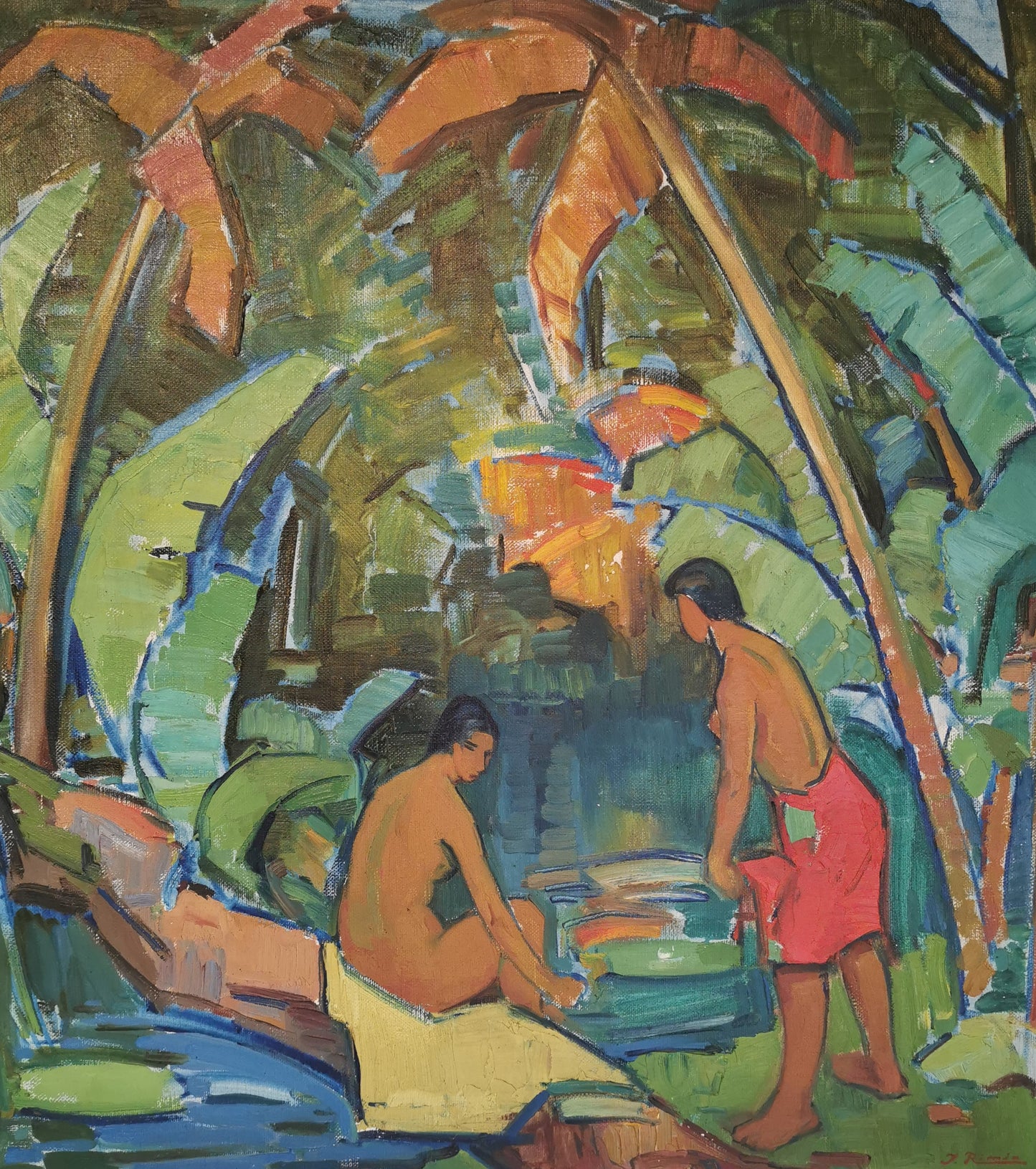 Jonas Rimša | Cornfields in Tahiti, c. 1967 | Oil on canvas, 93x84 (105x96)