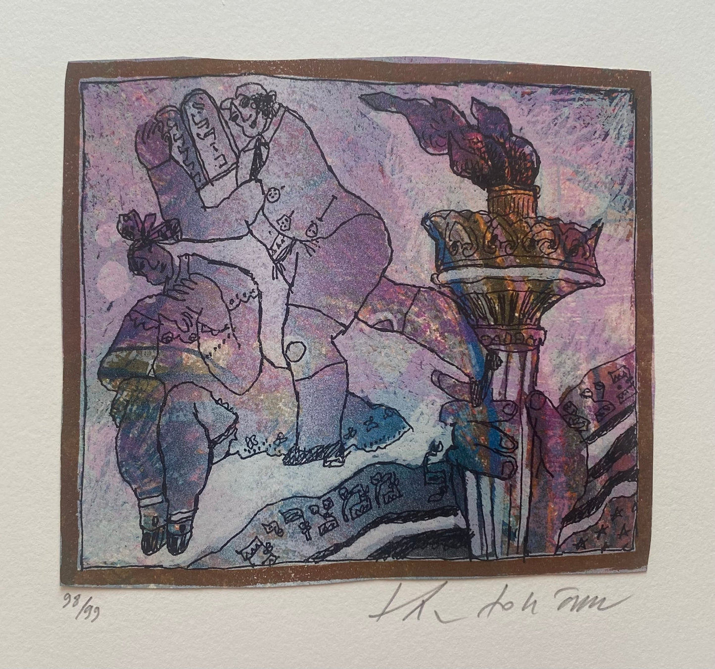 Theo Tobiasse | La lampe qui tisse le regard, from La fête de Riwka, 1989 | Lithograph, 98/99