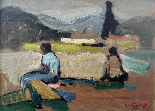 Moshe Rosenthalis | Shapes in the landscape | Oil on cardboard, 17x24 (30x34,5)